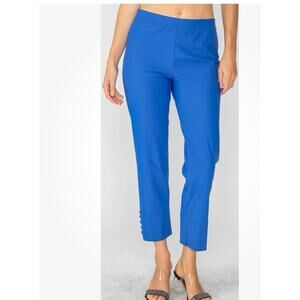 IC Collection Women Royal Blue Button Hem Slim Straight Crops Ankle Pants XL New